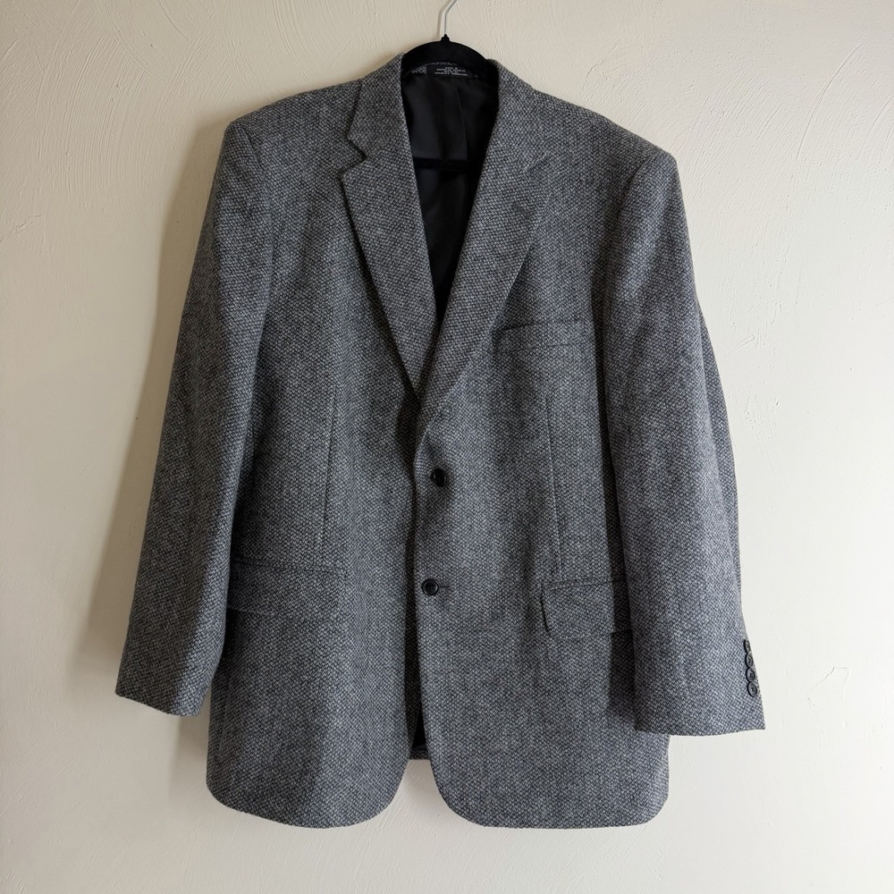 Vintage Barrington mens Blazer tweed 46R herringbone Wool sport coat 2 button